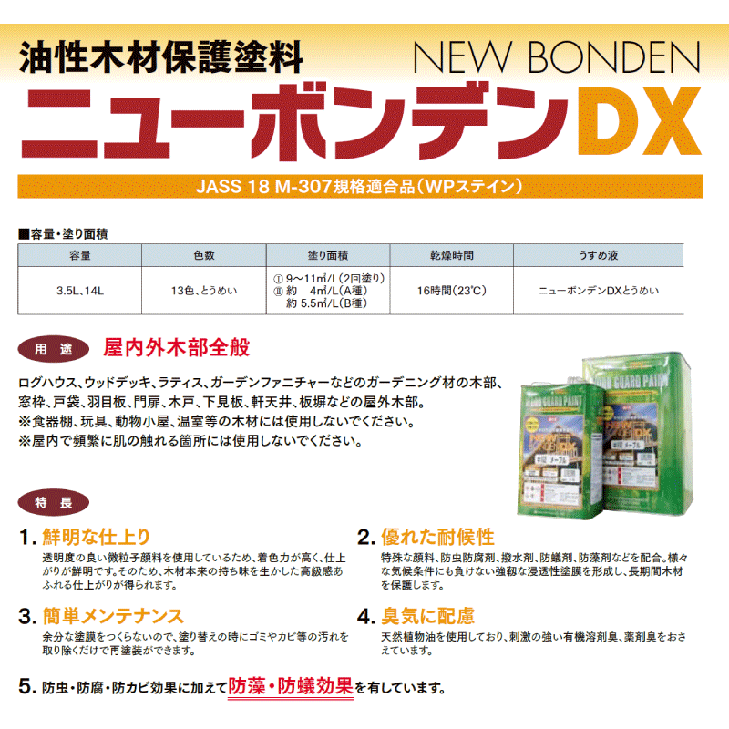 大阪塗料工業 ニューボンデンDX 3.5L （13色、とうめい） - 塗料・塗料用品